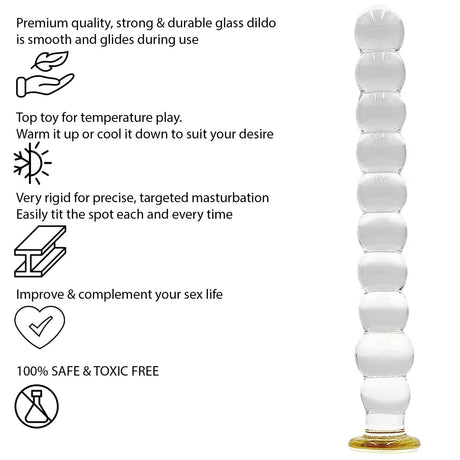 8 Inch Bubble Ribbed Glass Dildo - Dildos - Save 25% - Fast Shipping - United Kingdom Stoke-on-trent
