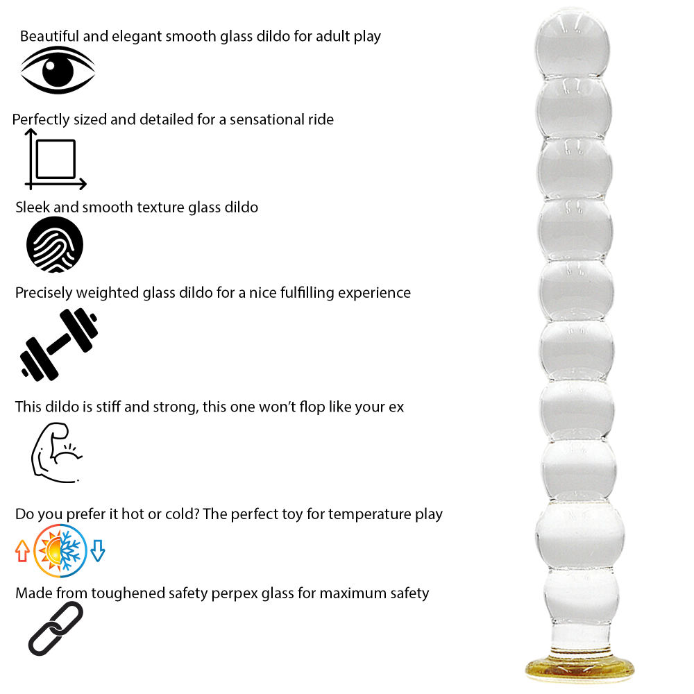 8 Inch Bubble Ribbed Glass Dildo - Sex Toy - Save 20%