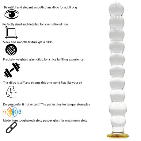8 Inch Bubble Ribbed Glass Dildo - Dildos - Save 25% - Fast Shipping - United Kingdom Stoke-on-trent