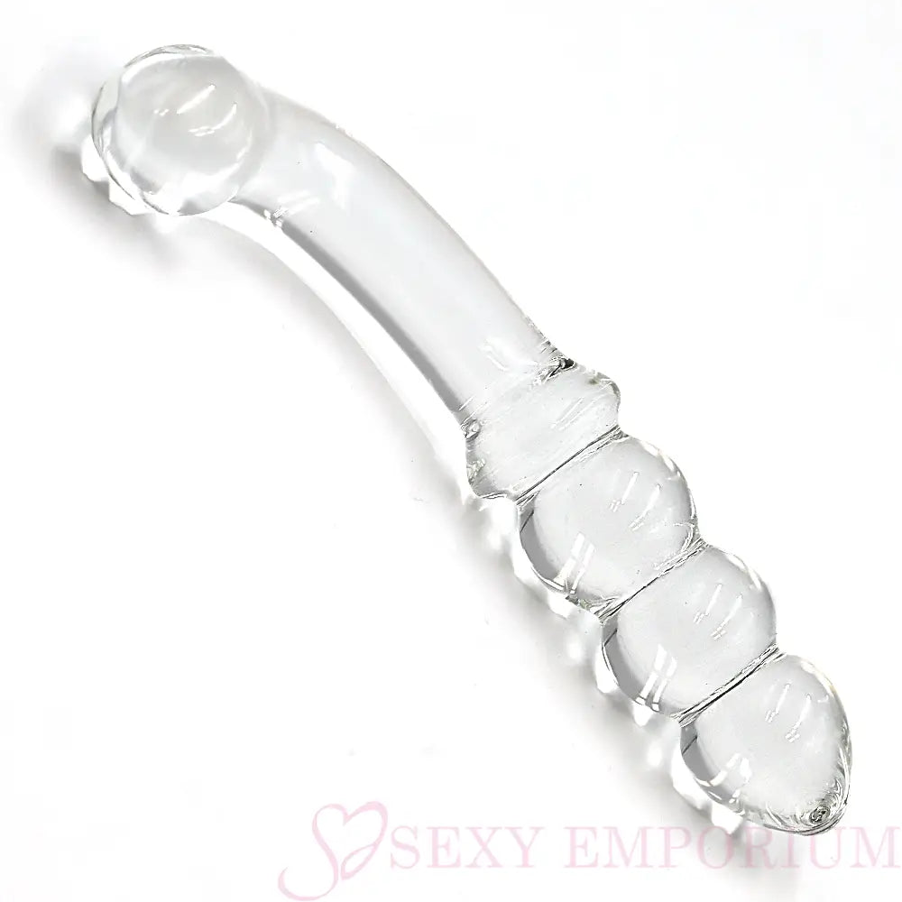 8 Inch Curved G-spot Ribbed Glass Dildo - Dildos - Save 20% - G-spot - Fast Shipping - United Kingdom Stoke-on-trent