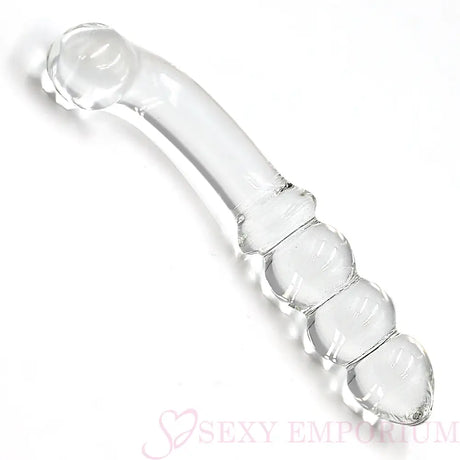 8 Inch Curved G-spot Ribbed Glass Dildo - Dildos - Save 20% - G-spot - Fast Shipping - United Kingdom Stoke-on-trent