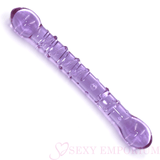 8 Inch Ribbed Double Ended Purple Glass Dildo - Sex Toy - Save 20%