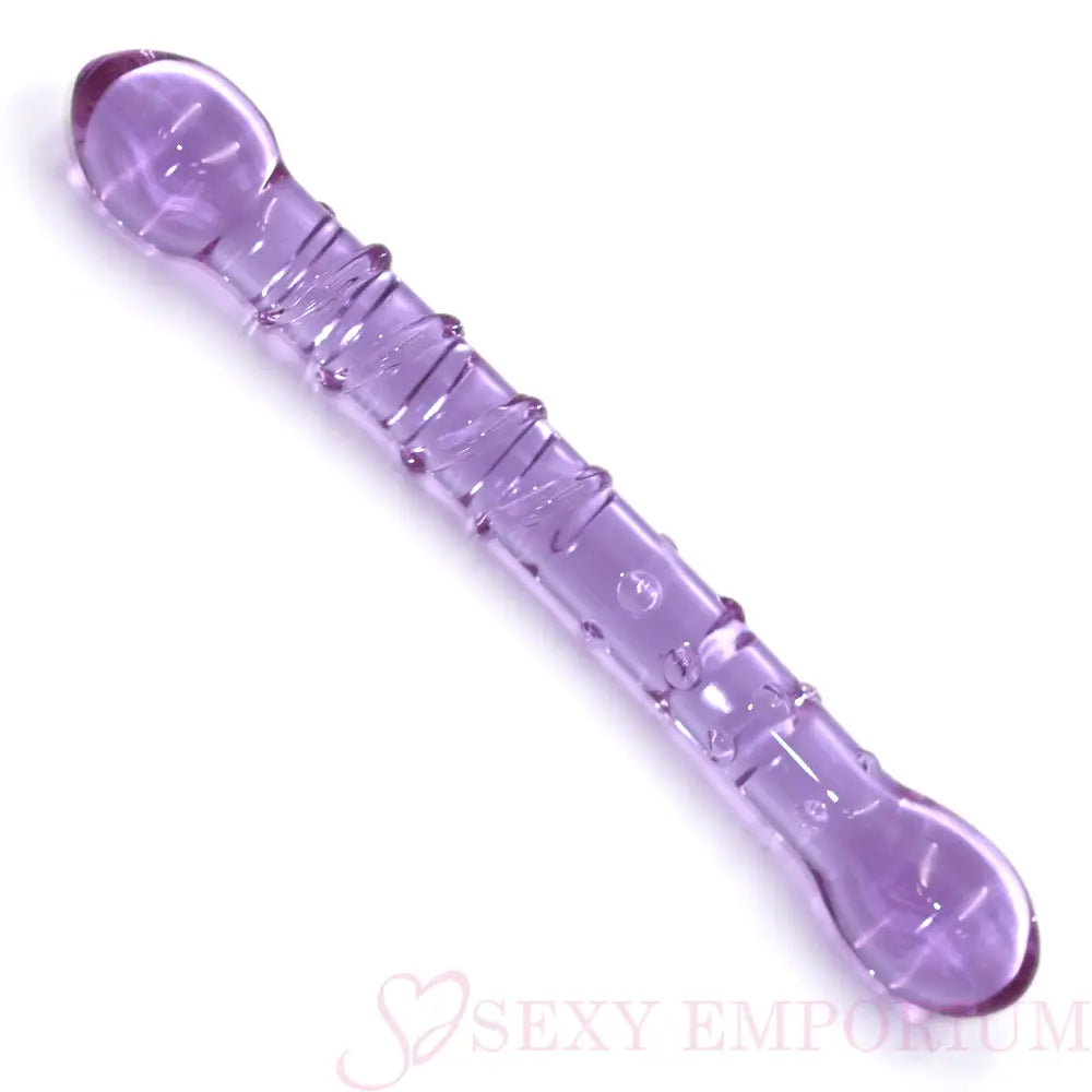 8 Inch Ribbed Double Ended Purple Glass Dildo - Sex Toy - Save 25% - Fast Shipping - United Kingdom Stoke-on-trent