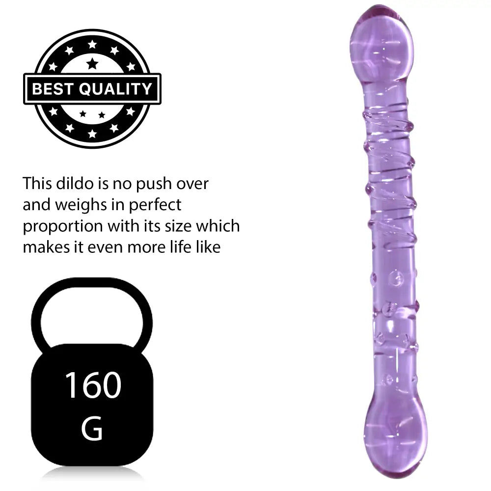 8 Inch Ribbed Double Ended Purple Glass Dildo - Sex Toy - Save 25% - Fast Shipping - United Kingdom Stoke-on-trent