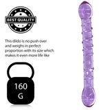 8 Inch Ribbed Double Ended Purple Glass Dildo - Sex Toy - Save 25% - Fast Shipping - United Kingdom Stoke-on-trent