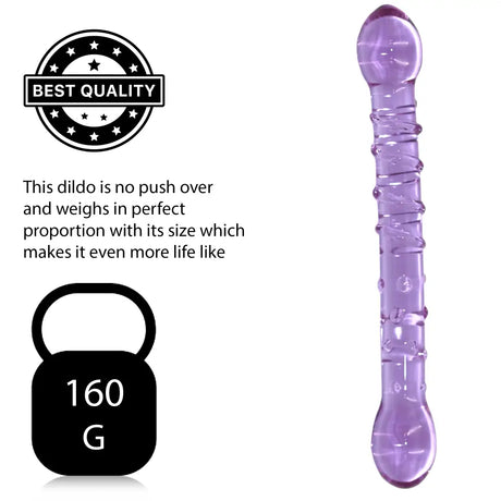 8 Inch Ribbed Double Ended Purple Glass Dildo - Sex Toy - Save 25% - Fast Shipping - United Kingdom Stoke-on-trent