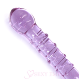 8 Inch Ribbed Double Ended Purple Glass Dildo - Sex Toy - Save 20%