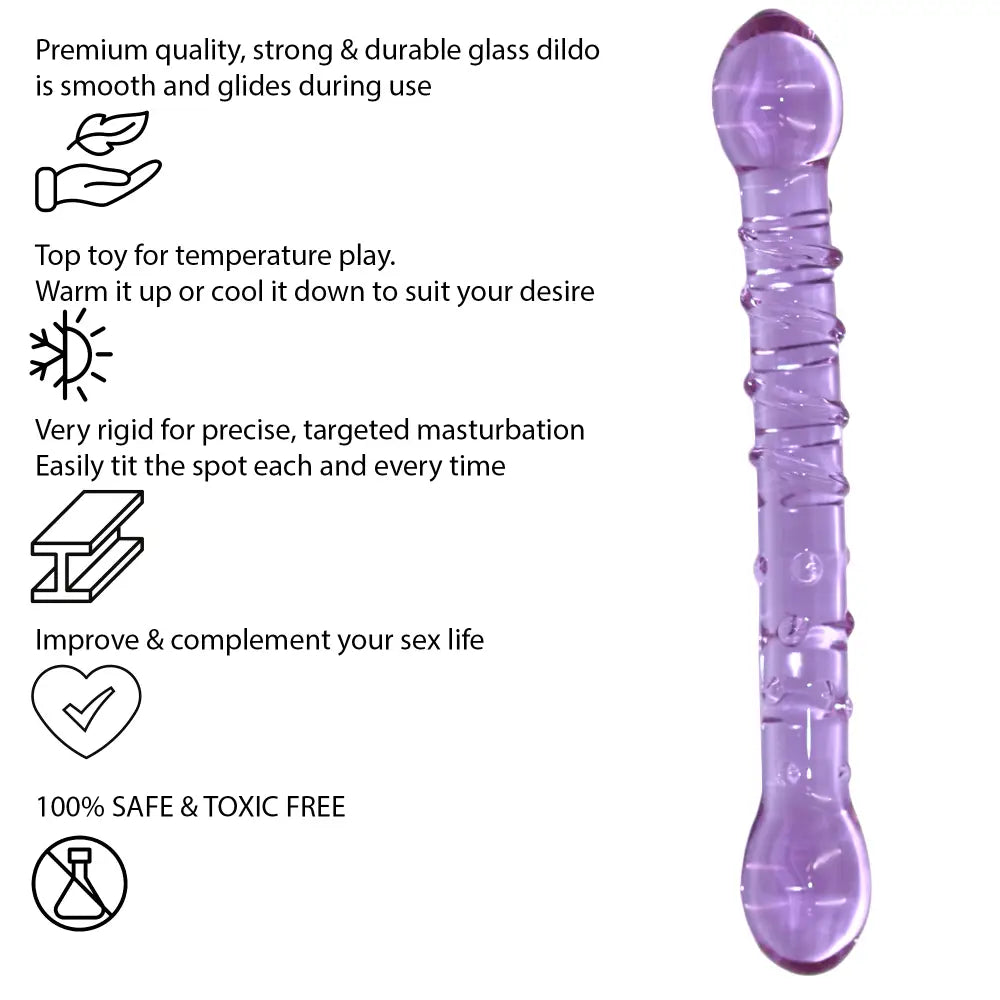 8 Inch Ribbed Double Ended Purple Glass Dildo - Sex Toy - Save 25% - Fast Shipping - United Kingdom Stoke-on-trent