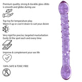 8 Inch Ribbed Double Ended Purple Glass Dildo - Sex Toy - Save 25% - Fast Shipping - United Kingdom Stoke-on-trent