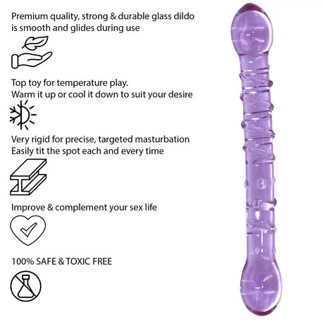 8 Inch Ribbed Double Ended Purple Glass Dildo - Sex Toy - Save 25% - Fast Shipping - United Kingdom Stoke-on-trent