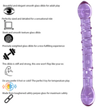 8 Inch Ribbed Double Ended Purple Glass Dildo - Sex Toy - Save 20%