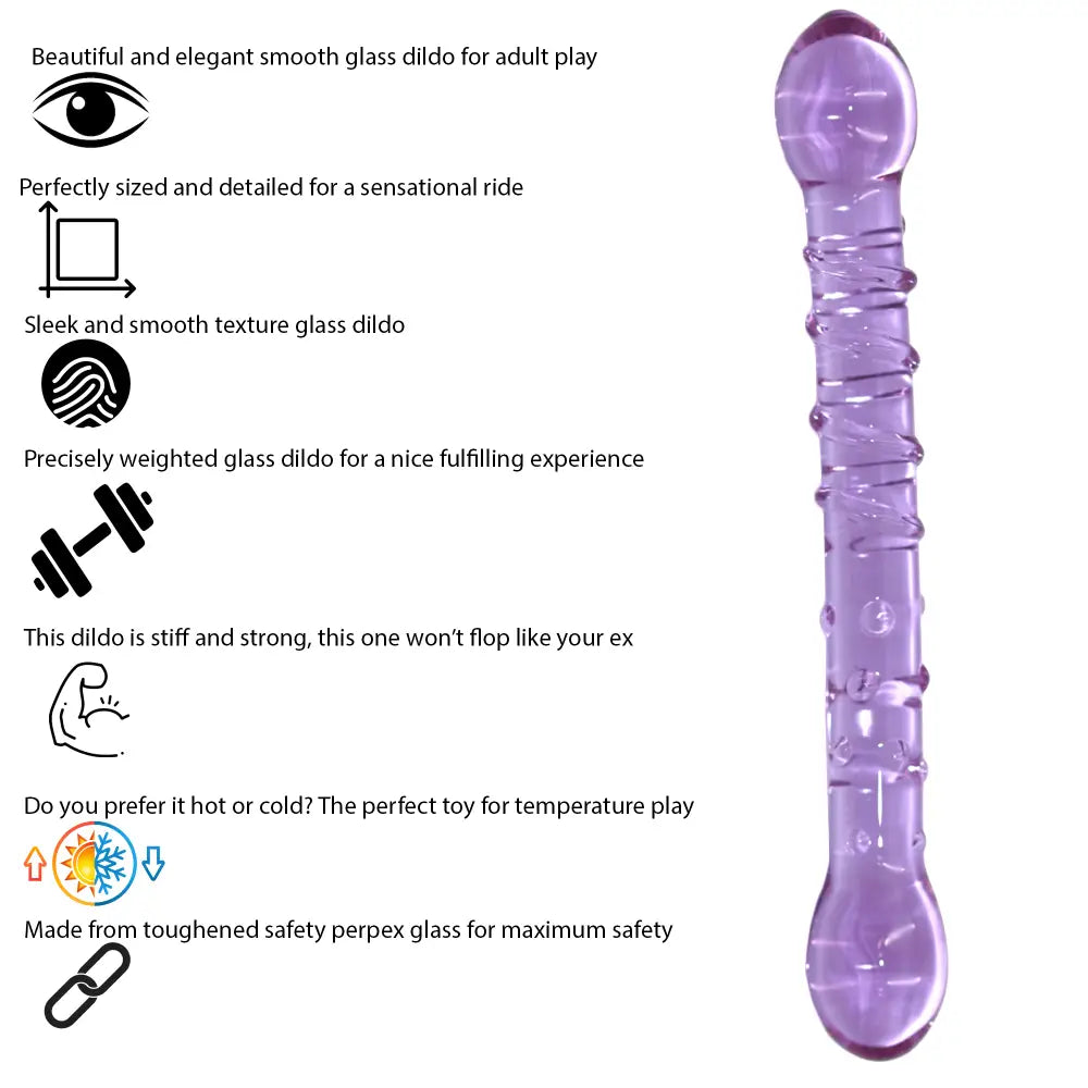 8 Inch Ribbed Double Ended Purple Glass Dildo - Sex Toy - Save 25% - Fast Shipping - United Kingdom Stoke-on-trent