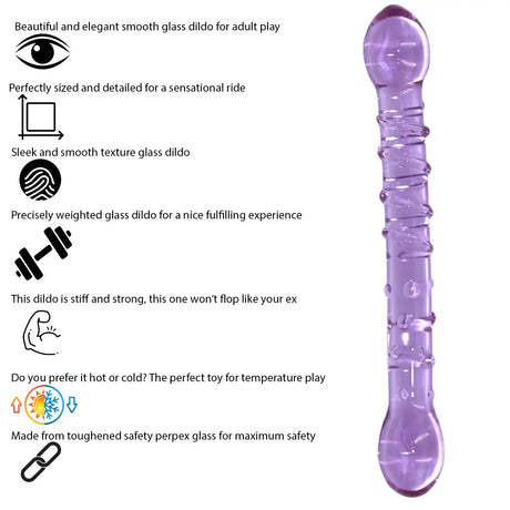 8 Inch Ribbed Double Ended Purple Glass Dildo - Sex Toy - Save 25% - Fast Shipping - United Kingdom Stoke-on-trent