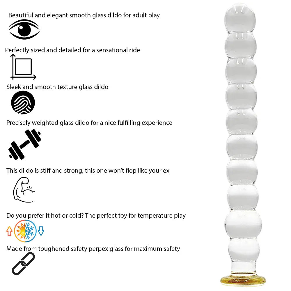 9.25 Inch Bubble Ribbed Glass Dildo - Dildos - Save 15% - Fast Shipping - United Kingdom Stoke-on-trent