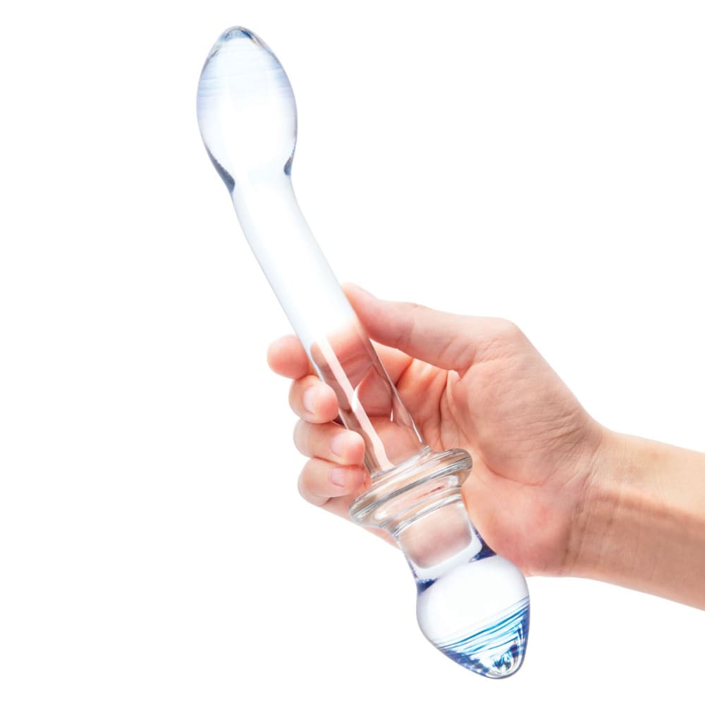 9.5 "Blå spiss dobbelt slutt glassdildo