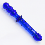 9 Inch Double Ended Blue Glass Ribbed Dildo - Sex Toy - Save 20%