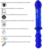 9 Inch Double Ended Blue Glass Ribbed Dildo - Sex Toy - Save 20%