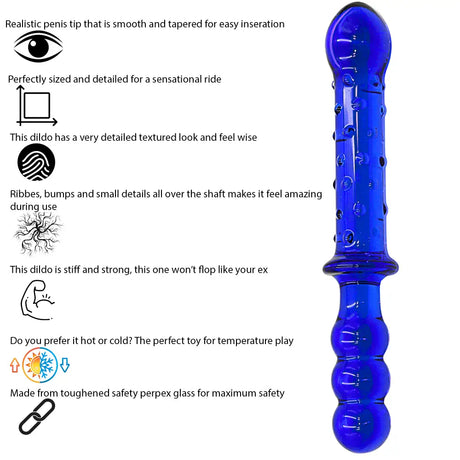 9 Inch Double Ended Blue Glass Ribbed Dildo - Dildos - Save 25% - Fast Shipping - United Kingdom Stoke-on-trent