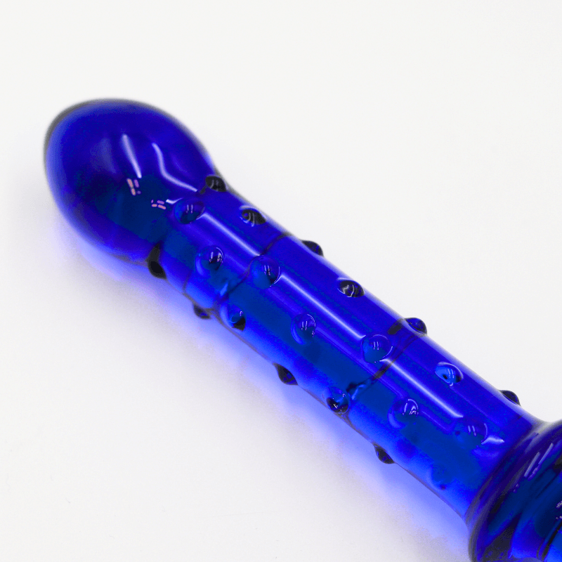 9 Inch Double Ended Blue Glass Ribbed Dildo - Sex Toy - Save 20%