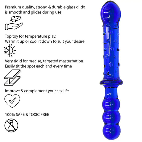 9 Inch Double Ended Blue Glass Ribbed Dildo - Dildos - Save 25% - Fast Shipping - United Kingdom Stoke-on-trent