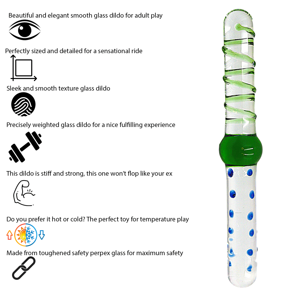 9 Inch Green & Blue Double Ended Glass Dildo - Sex Toy - Save 20%