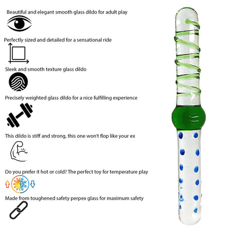 9 Inch Green & Blue Double Ended Glass Dildo - Sex Toy - Save 25% - Fast Shipping - United Kingdom Stoke-on-trent