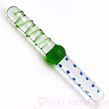 9 Inch Green & Blue Double Ended Glass Dildo - Sex Toy - Save 20%