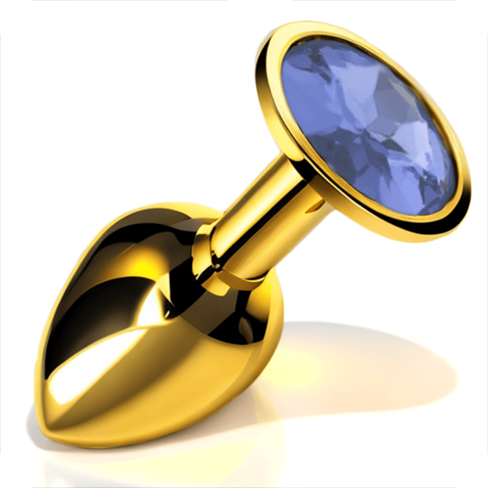 Chrome Gold Jeweled Butt Plug mörkblå