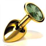 Plug anal de ouro cromado com joias de jade