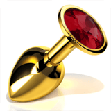 Analplug mit Chrom-Gold-Juwelen Rot