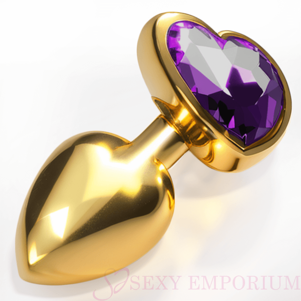 Heart Gold Butt Plug Purple