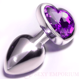 Heart Silver Butt Plug Purple