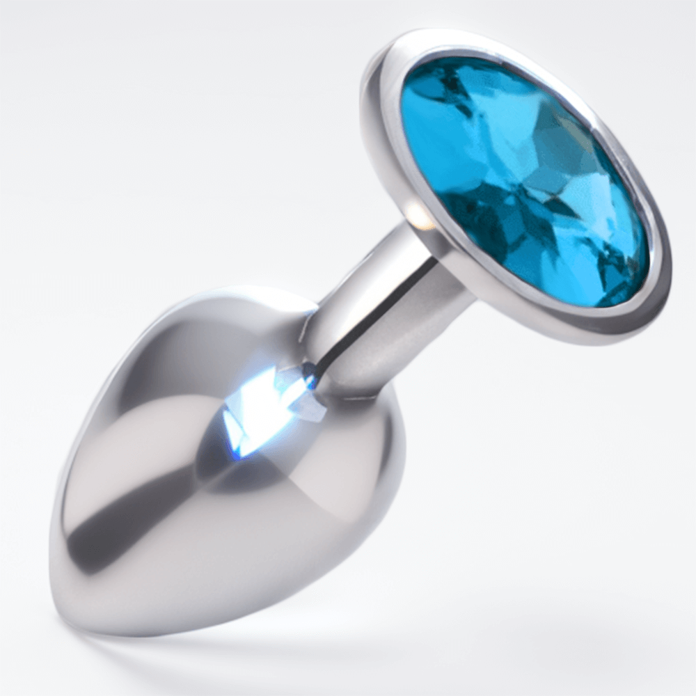 Sexy Emporium Analplug aus Metall mit Juwelenbesatz für Anfänger, 7,6 cm, hellblau