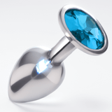 Sexy Emporium Jeweled Metal Beginner Butt Plug 3 Inch Lichtblauw