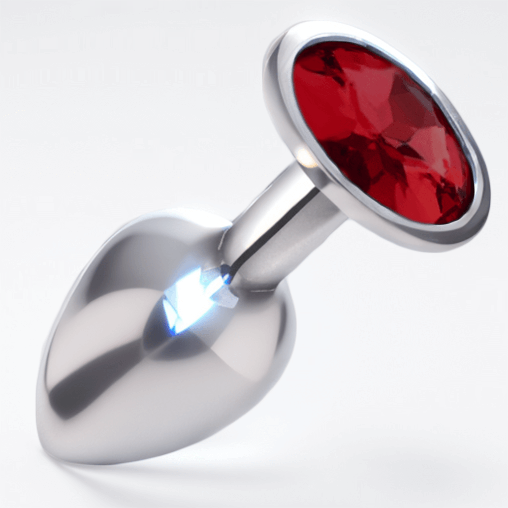 Plugue anal iniciante Sexy Emporium com joias de metal 3 polegadas vermelho
