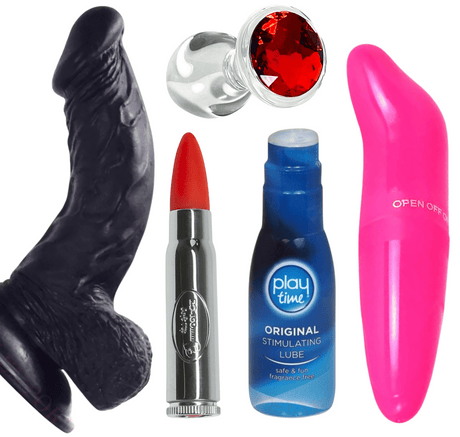 Playful Pink Waterproof Dolphin G-spot Vibrator, Curved Realistic Dildo, PlayTime Original 75ml Lube, Secret Lipstick Bullet Vibrator, 3.3" Total Length, Waterproof, Suction Cup, Realistic Design