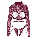 Abierta Fina Open Red Lace Body - Sale