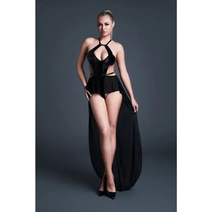 Allure Take me Latex Look Vinyl & Mesh Bodysuit with Flirty Skirt - Sale United Kingdom Stoke-on-trent