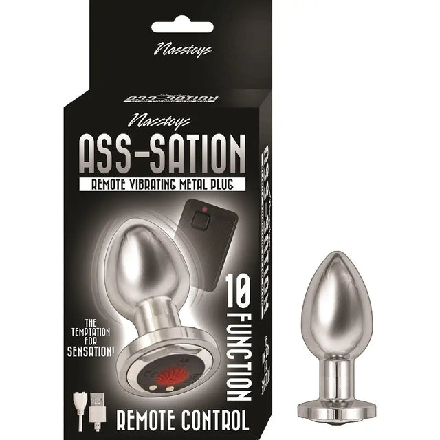 Ass-sation Remote Controlled Vibrating Metal Butt Plug Silver - Plugs - Save 15% - Ass-sation - Anal Vibrators United Kingdom Stoke-on-trent