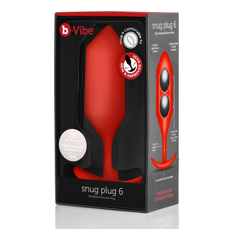 B-Vibe Snug Plug 6 Weighted Butt Plug Red - Sex Toys