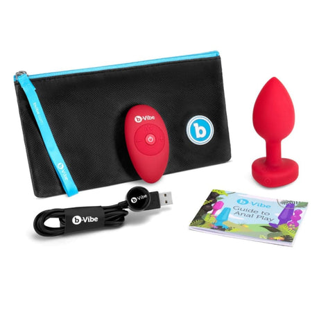 B-vibe Vibrating Heart Plug Red M/l - Save 20% - Anal Vibrators