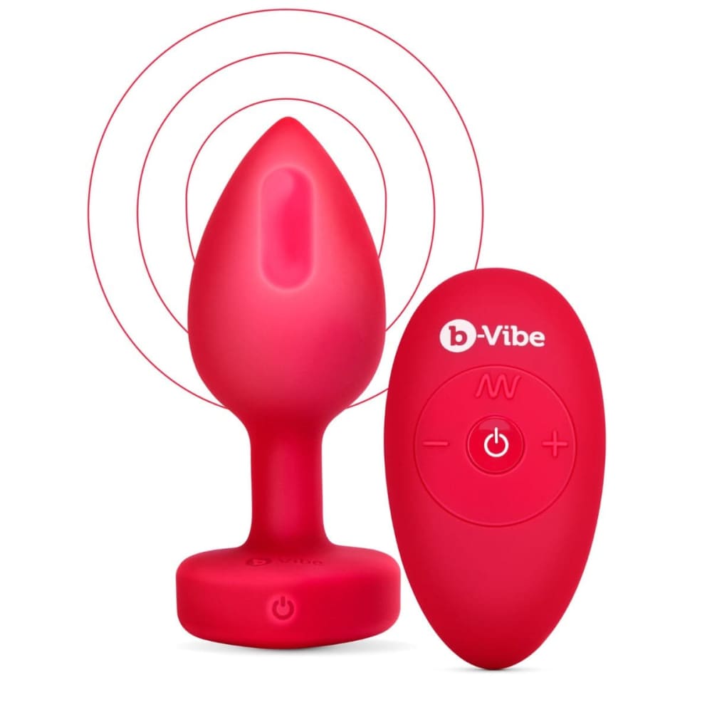 B-vibe Vibrating Heart Plug Red M/l - Save 20% - Anal Vibrators