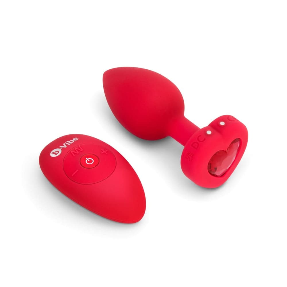 B-vibe Vibrating Heart Plug Red M/l - Save 20% - Anal Vibrators