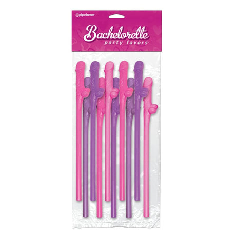 Bachelorette Party Favors 10 Pecker Straws Pink and Purple - Save 30% - Sale