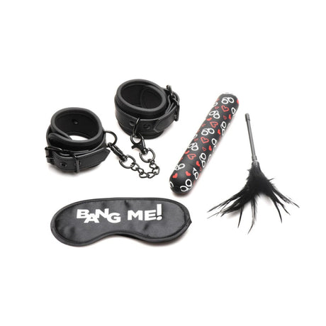 BANG! Bondage Kit With XL Bullet Cuffs Tickler & Blindfold