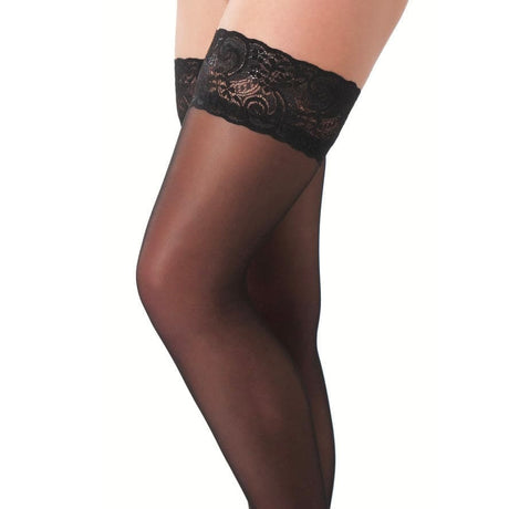 Black Holdup Stockings with Floral Lace Top - Save 30% - Sale