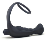 Black Silicone Anal Plug Vibrator with Cock Ring - Save 25% - Fast Shipping - Dildos United Kingdom Stoke-on-trent