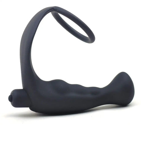 Black Silicone Anal Plug Vibrator with Cock Ring - Save 25% - Fast Shipping - Dildos United Kingdom Stoke-on-trent
