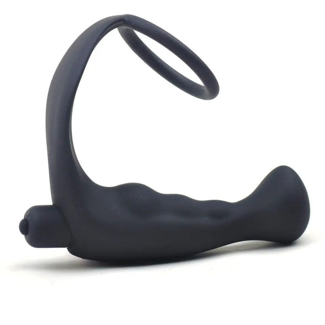 Black Silicone Anal Plug Vibrator with Cock Ring - Save 25% - Fast Shipping - Dildos United Kingdom Stoke-on-trent