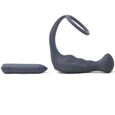Black Silicone Anal Plug Vibrator with Cock Ring - Save 25% - Dildos